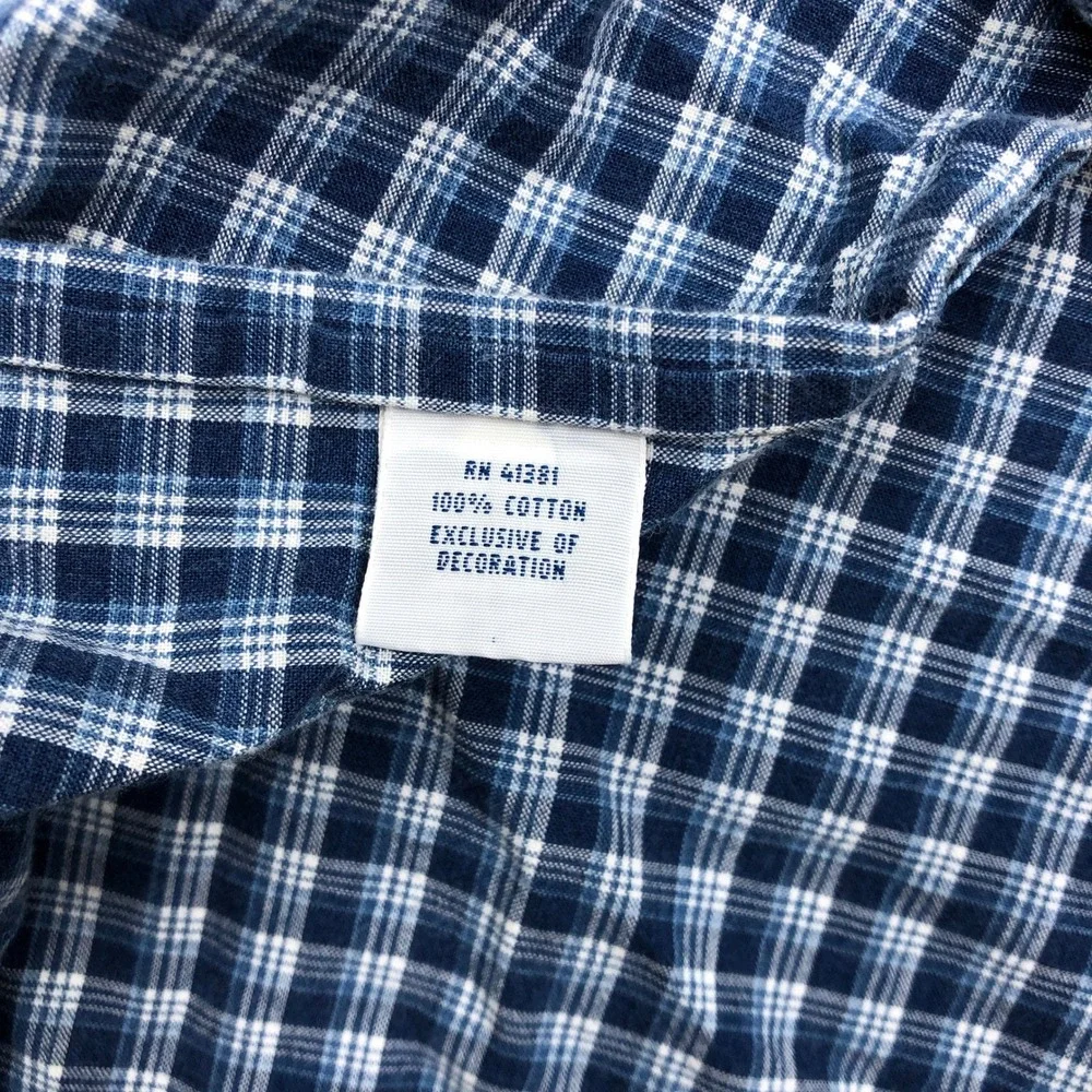 Polo Ralph Lauren Mens XL Indigo Oxford Plaid Short Sleeve Button Down Shirt